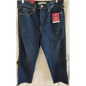 Signature Levis Strauss Women's High Rise Straight Jeans Dark Blue Size 12 W31